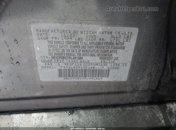 3N1CP5BV7RL491569 2024 NISSAN KICKS Gray Vista del compartimento del motor