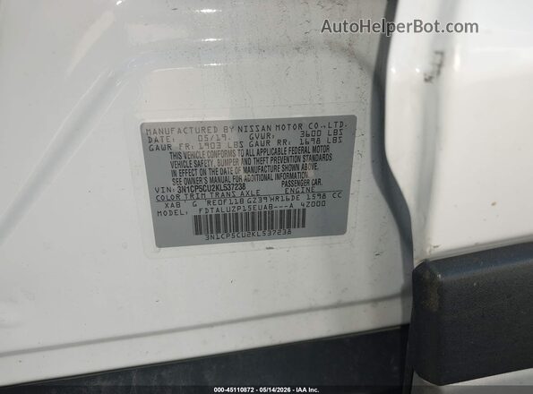 3N1CP5CU2KL537238 2019 NISSAN KICKS Белый Вид подкапотного пространства