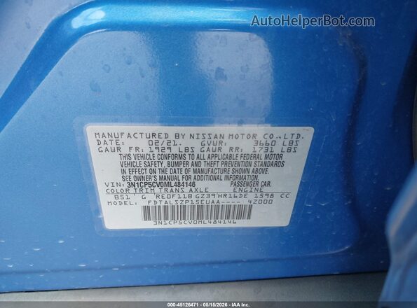 3N1CP5CV0ML484146 2021 NISSAN KICKS Blue 