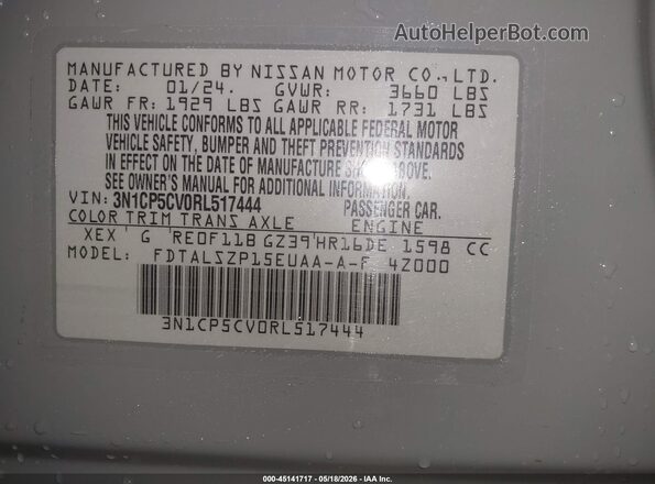3N1CP5CV0RL517444 2024 NISSAN KICKS Blue 