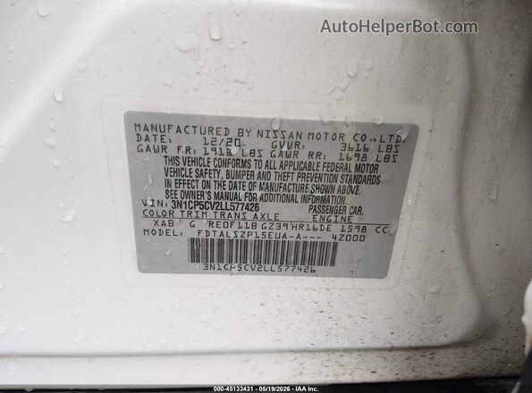 3N1CP5CV2LL577426 2020 NISSAN KICKS Белый Вид подкапотного пространства