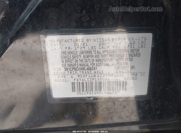 3N1CP5CV4ML466247 2021 NISSAN KICKS Black Vista del compartimento del motor