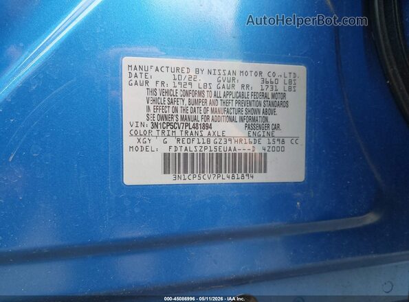 3N1CP5CV7PL481894 2023 NISSAN KICKS Blue 