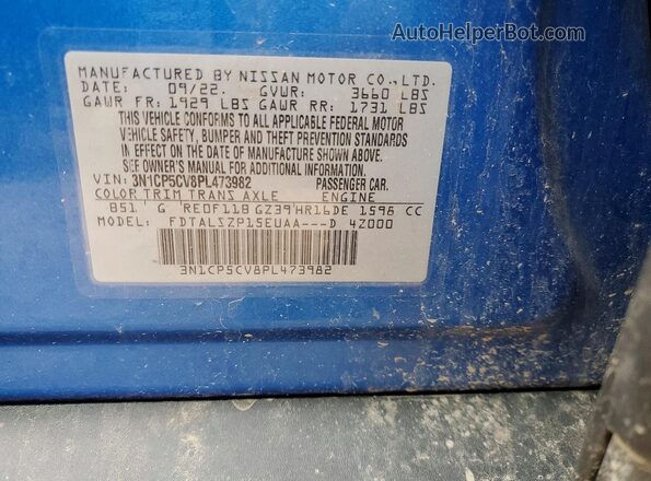 3N1CP5CV8PL473982 2023 NISSAN KICKS Blue Панорамний вид салону 360°