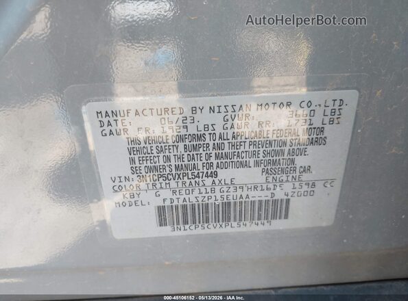 3N1CP5CVXPL547449 2023 NISSAN KICKS Серый Вид подкапотного пространства