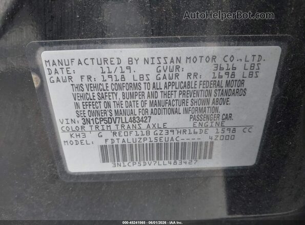 3N1CP5DV7LL483427 2020 NISSAN KICKS Black Widok komory silnika