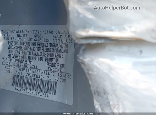 3N1CP5DV8PL551711 2023 NISSAN KICKS Gray 