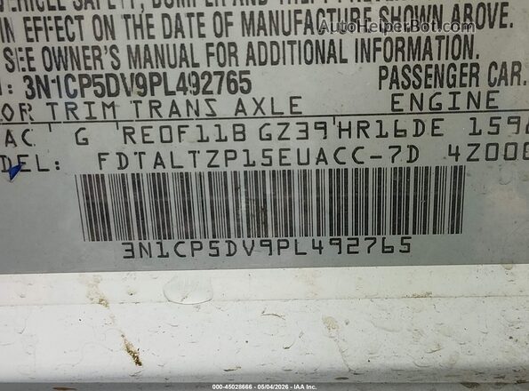3N1CP5DV9PL492765 2023 NISSAN KICKS White Вид підкапотного простору