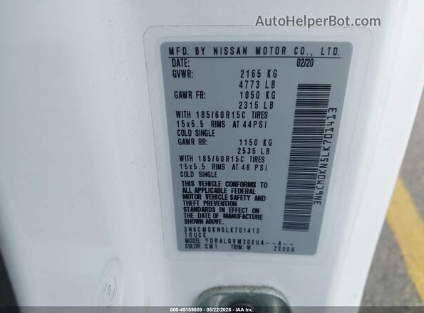 3N6CM0KN5LK701413 2020 NISSAN NV200  CARGO White 