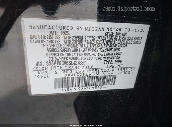 3N8AP6CA6SL427362 2025 NISSAN KICKS Black 