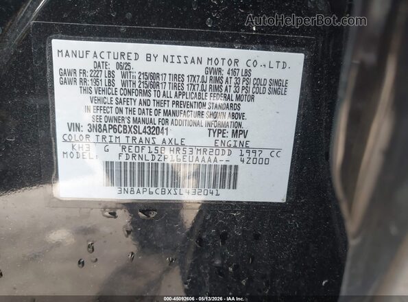 3N8AP6CBXSL432041 2025 NISSAN KICKS Black Vista del compartimento del motor