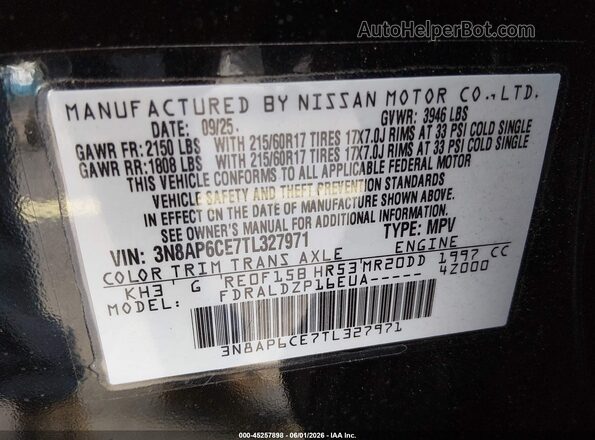 3N8AP6CE7TL327971 2026 NISSAN KICKS Black Widok komory silnika