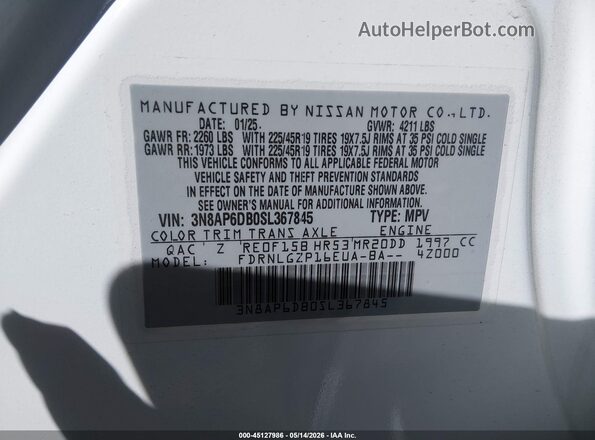 3N8AP6DB0SL367845 2025 NISSAN KICKS Black 