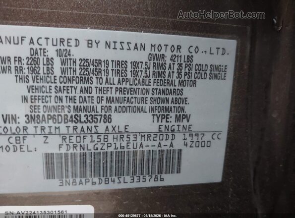 3N8AP6DB4SL335786 2025 NISSAN KICKS Brown Engine compartment view