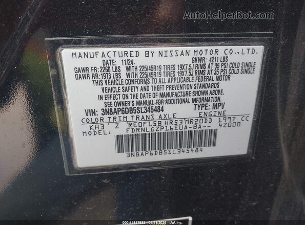 3N8AP6DB5SL345484 2025 NISSAN KICKS Black Engine compartment view