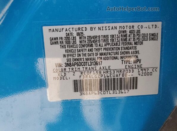 3N8AP6DC0TL313617 2026 NISSAN KICKS Blue 