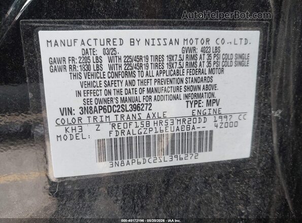 3N8AP6DC2SL396272 2025 NISSAN KICKS Black Vista del compartimento del motor