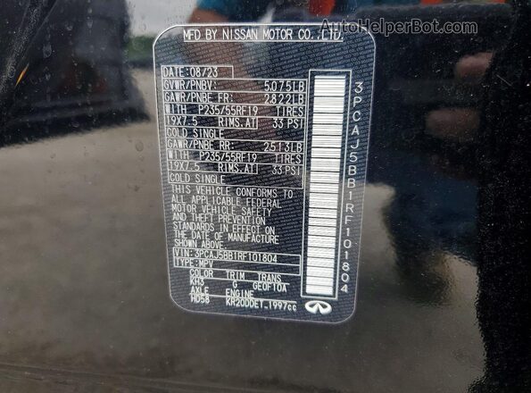 3PCAJ5BB1RF101804 2024 INFINITI QX50 Black Widok naklejki z numerem VIN