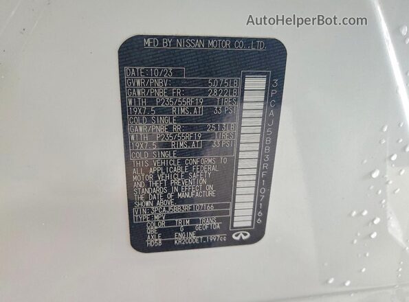 3PCAJ5BB3RF107166 2024 INFINITI QX50 White 