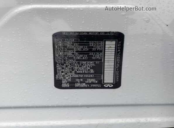 3PCAJ5BB7SF105247 2025 INFINITI QX50 White 