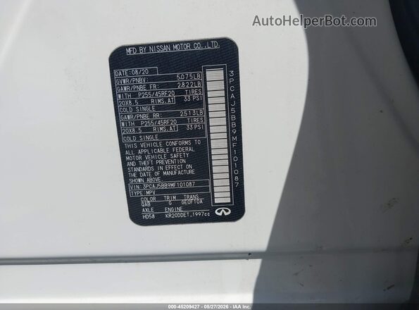 3PCAJ5BB9MF101087 2021 INFINITI QX50 Белый Вид подкапотного пространства