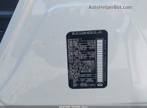 3PCAJ5J32NF112539 2022 INFINITI QX55 White Շարժիչի բաժամունքի տեսք