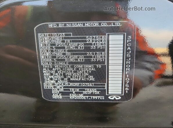 3PCAJ5JR0RF107561 2024 INFINITI QX55 Black VIN sticker view