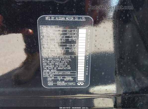 3PCAJ5M16KF119905 2019 INFINITI QX50 Black Շարժիչի բաժամունքի տեսք