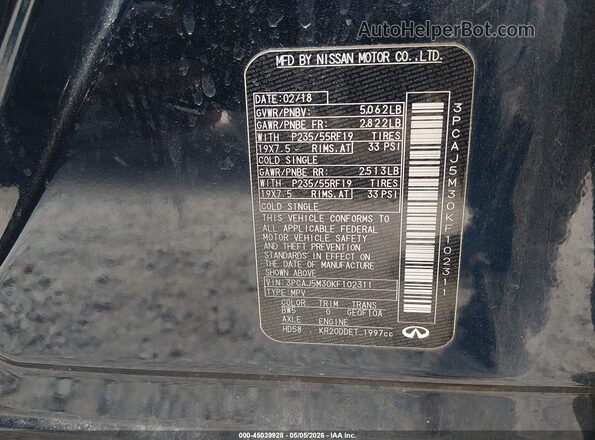 3PCAJ5M30KF102311 2019 INFINITI QX50 Black 