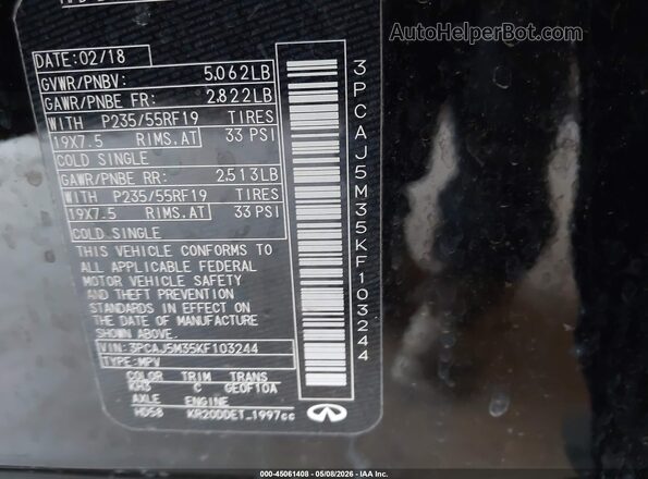 3PCAJ5M35KF103244 2019 INFINITI QX50 Black 
