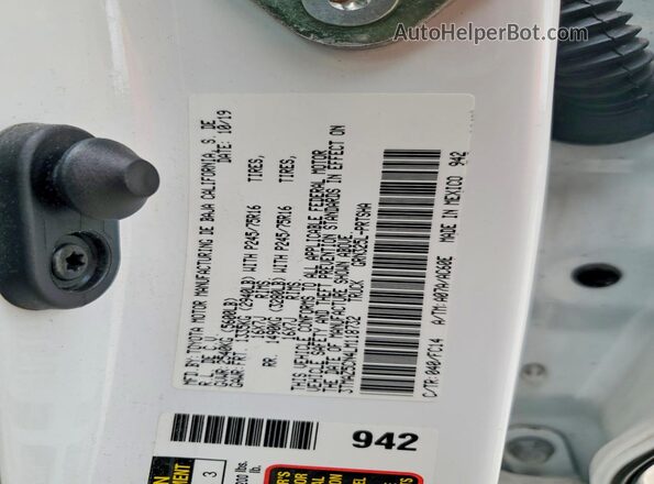 3TMAZ5CN4LM118732 2020 TOYOTA TACOMA White VIN კოდის სტიკერის ხედი