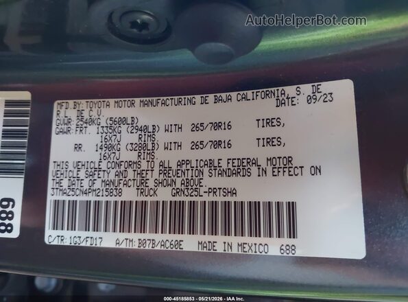 3TMAZ5CN4PM215838 2023 TOYOTA TACOMA Gray 