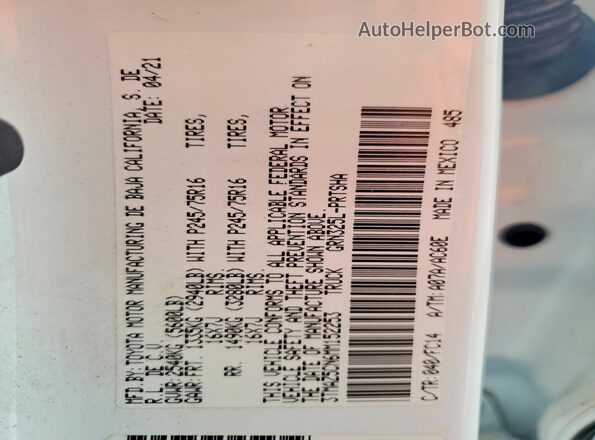 3TMAZ5CN6MM152253 2021 TOYOTA TACOMA Белый Вид подкапотного пространства