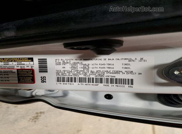 3TMCZ5AN1NM472562 2022 TOYOTA TACOMA White 
