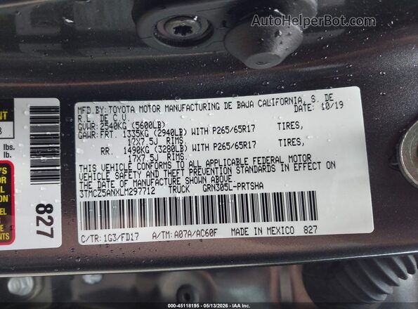 3TMCZ5ANXLM297712 2020 TOYOTA TACOMA Gray Engine compartment view