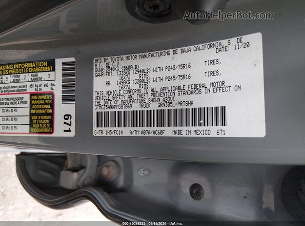 3TMCZ5ANXMM387069 2021 TOYOTA TACOMA Gray Engine compartment view
