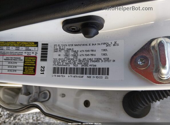 3TMCZ5ANXMM449716 2021 TOYOTA TACOMA White Շարժիչի բաժամունքի տեսք