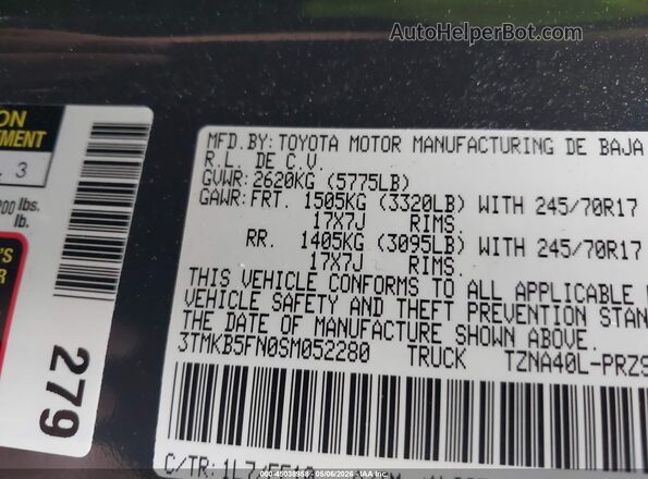 3TMKB5FN0SM052280 2025 TOYOTA TACOMA Gray Vista del compartimento del motor