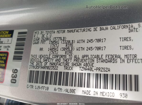 3TMKB5FN4RM023522 2024 TOYOTA TACOMA Серебряный Вид подкапотного пространства