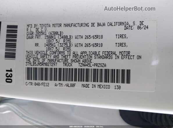 3TMLB5JN5RM027297 2024 TOYOTA TACOMA White Engine compartment view