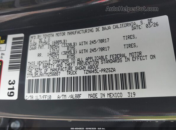 3TMLB5JNXTM258087 2026 TOYOTA TACOMA Gray 