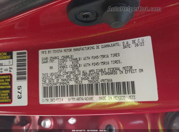 3TYAX5GN4PT090425 2023 TOYOTA TACOMA Красный 