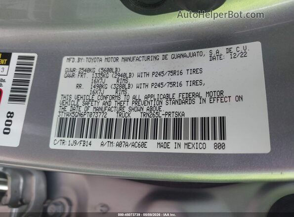 3TYAX5GN6PT073772 2023 TOYOTA TACOMA Silver Widok komory silnika