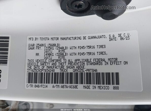 3TYAZ5CN3PT034248 2023 TOYOTA TACOMA White Շարժիչի բաժամունքի տեսք