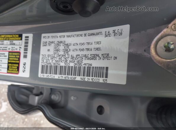 3TYCZ5AN8LT003566 2020 TOYOTA TACOMA Silver Вид підкапотного простору