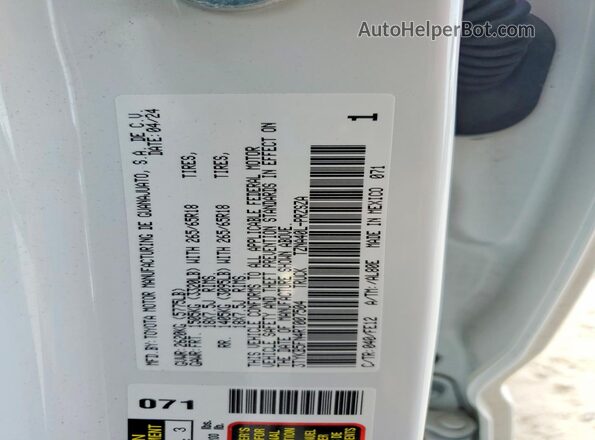 3TYKB5FN4RT007504 2024 TOYOTA TACOMA White Вид наклейки з VIN-кодом