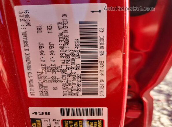 3TYKB5FN5RT012162 2024 TOYOTA TACOMA Red Widok naklejki z numerem VIN