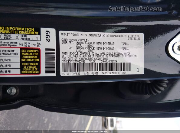 3TYKB5FNXTT035881 2026 TOYOTA TACOMA Gray Вид підкапотного простору