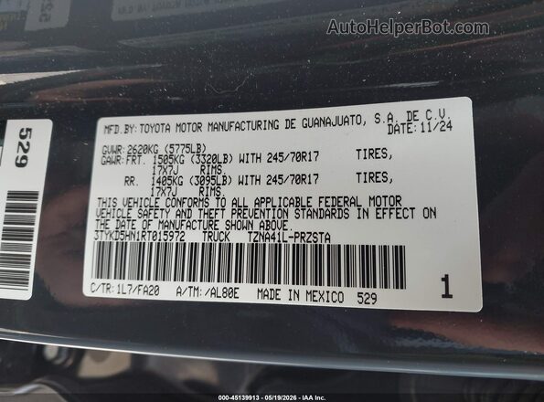 3TYKD5HN1RT015972 2024 TOYOTA TACOMA Gray Вид підкапотного простору