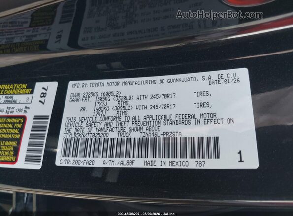 3TYLD5KNXTT025288 2026 TOYOTA TACOMA Black Շարժիչի բաժամունքի տեսք